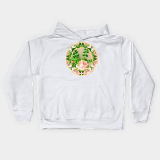 Vintage Rose and Rosette Pattern Faux China Plate Kids Hoodie